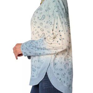 Petite Printed Shirttail-Hem Knit Democracy Top Sz 3x